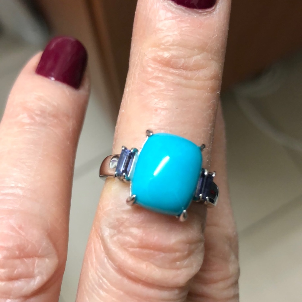 Sleeping Beauty and amethyst sterling ring, size 7, NWOT